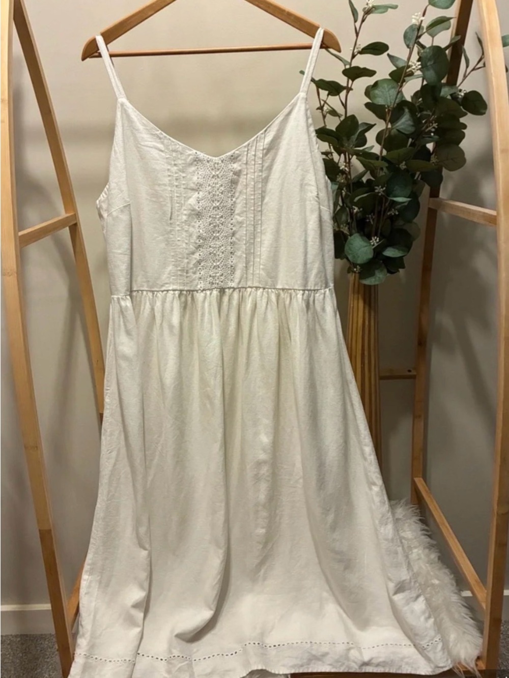 Old Navy White Cotton Lace-Panel Slip Dress a258